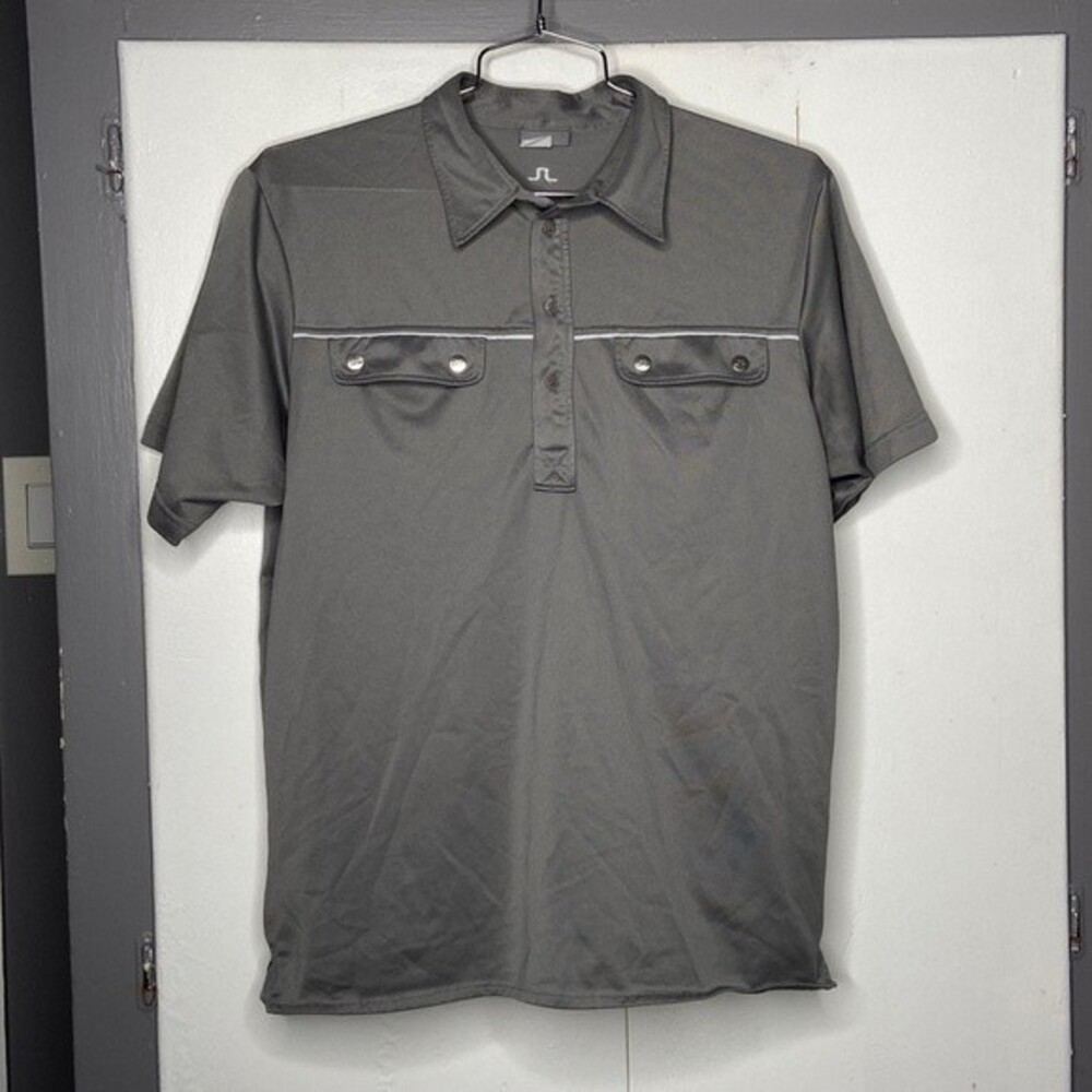 J.Lindeberg Men’s Golf Polo Shirt Size Large Gray Short Sleeve